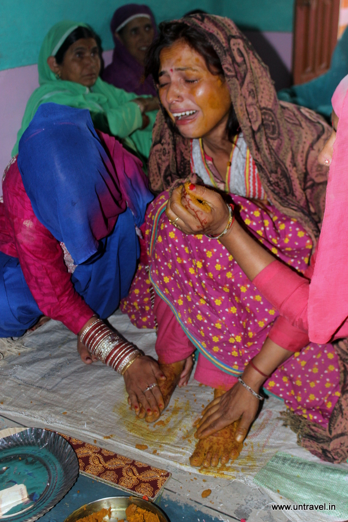 bride crying while haldi ceremony