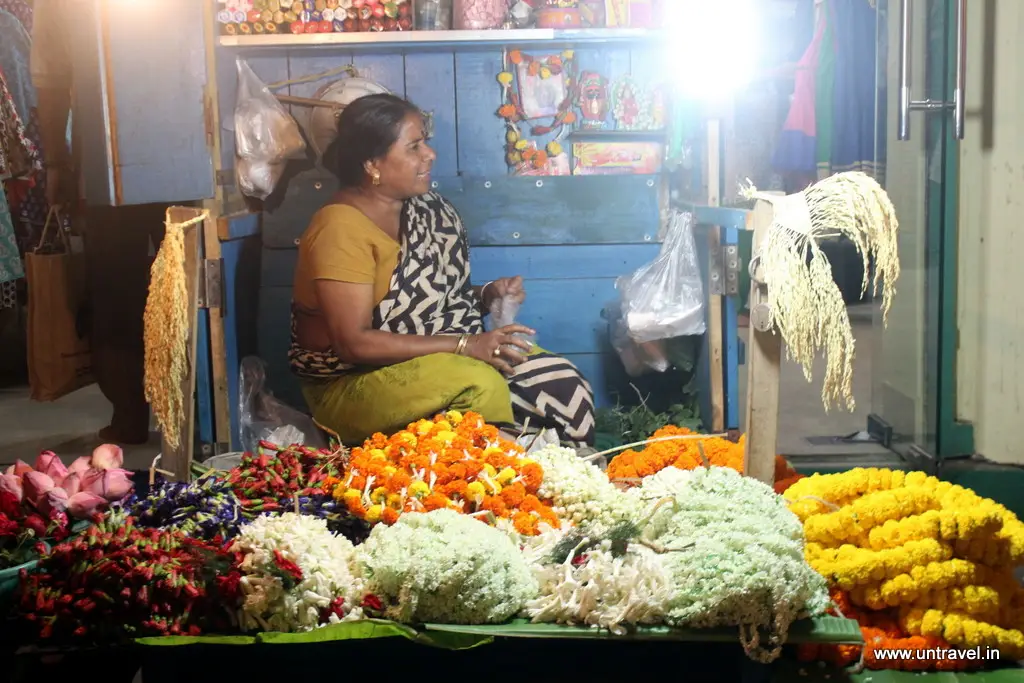 Women selling garlands during festival